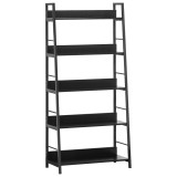 HOMCOM Bibliotecă poliță de depozitare Stil Industrial &icirc;nclinat 5 Nivele 70L x 35l x 150H cm Negru | Aosom Romania