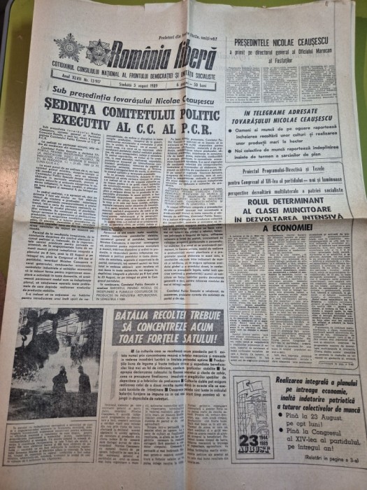 ziarul romania libera 5 august 1989 - centrala minereurilor deva