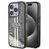 Guess Husa Liquid Glitter Gold Stripe iPhone 15 Pro Max Negru
