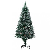 Brad de Crăciun artificial cu conuri și zăpadă albă, 150 cm