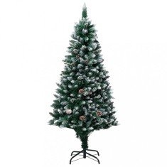 vidaXL Brad de Crăciun artificial cu conuri și zăpadă albă, 150 cm