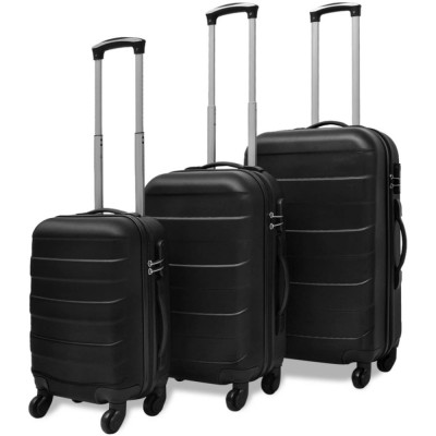 vidaXL Set valize rigide, negru, 3 buc., 45,5/55/66 cm foto