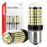 Bec LED Canbus 1156 BA15S P21W R10W R5W 600LM 144SMD alb 12V 24V pentru lumini marsarier, semnalizare, pozitie sau stop AMiO