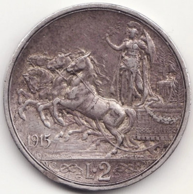 Moneda Argint Italia - 2 Lire 1915 foto