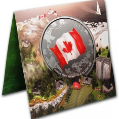 CANADA 2015 -25 Dolari -partial colorat -Ag. 99,99% / 7,96 gr “Canadian Flag” BU