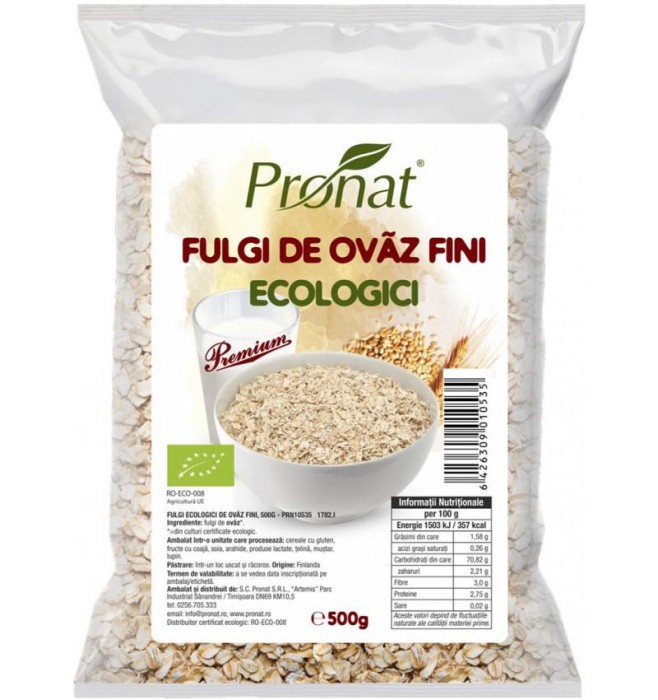 Fulgi de Ovaz Fini Eco 500 grame Pronat