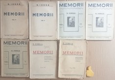 Memorii Nicolae Iorga vol I+II+III+IV+V+VI+VII la Vol I + III semnaturi justificare tiraj