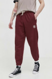 Converse pantaloni de trening culoarea bordo, neted