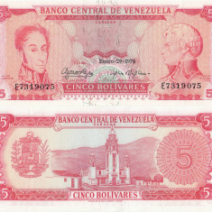 1974 (29 I), 5 Bolívares (P-50h) - Venezuela - stare UNC