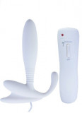 Stimulator Prostata Anal Pleasure 7 Moduri Vibratii Silicon Alb 12.5 cm, STD