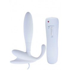 Stimulator Prostata Anal Pleasure 7 Moduri Vibratii Silicon Alb 12.5 cm