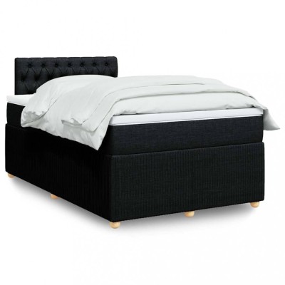 vidaXL Pat box spring cu saltea, negru, 120x200 cm, textil 3287432 foto