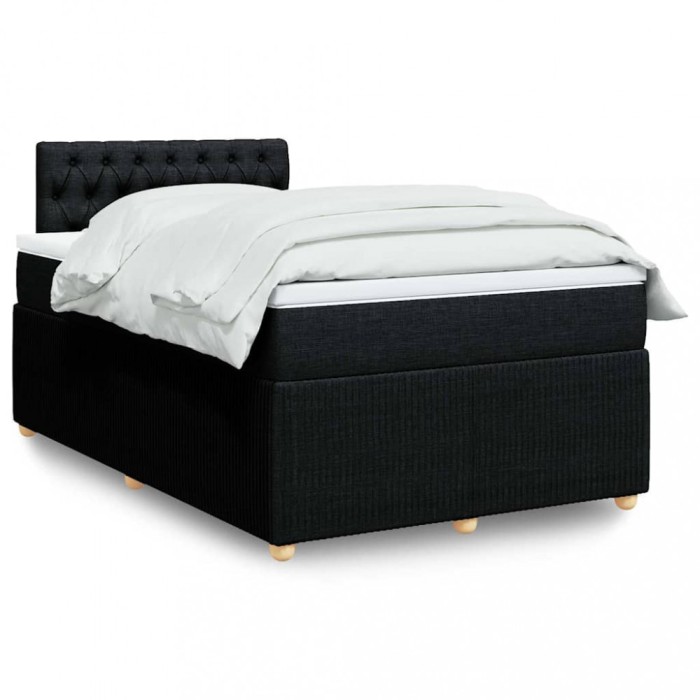 vidaXL Pat box spring cu saltea, negru, 120x200 cm, textil 3287432