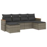 Set mobilier gradina cu perne, 6 piese, gri, poliratan