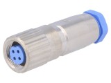 Conector M9 mufă mamă aurit IP65 - 4 pini