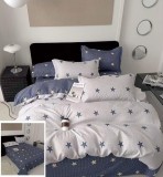 Cumpara ieftin Lenjerie Pat Editor Sf098, Bumbac, 4 Piese, Fara Elastic, Alb, Albastru