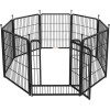 Tarc Caini Metalic 8 Elemente 68x100cm Negru, Interior/Exterior, Pliabil, Ușă Acces, Tarcuri Ancorare Inclusă, Rezistent Intemperii