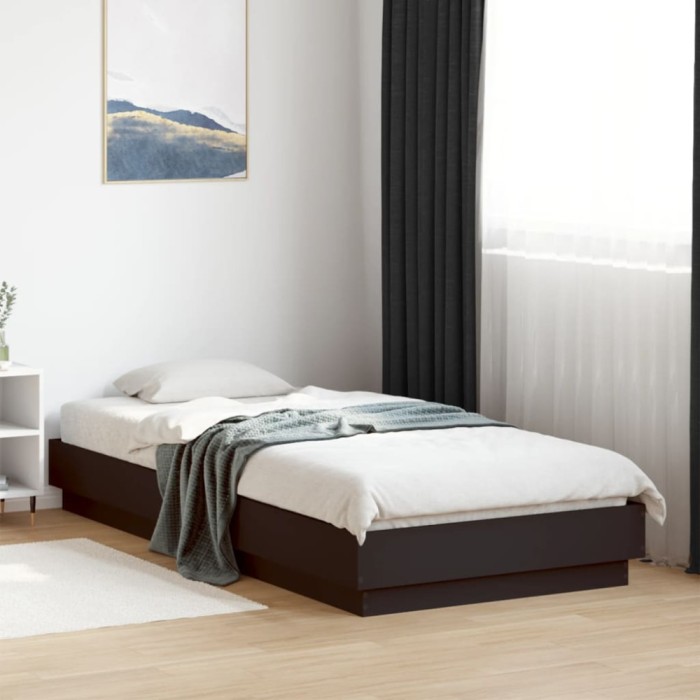 Cadru de pat, negru, 90x200 cm, lemn prelucrat
