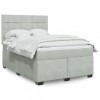 VidaXL Pat box spring cu saltea, gri deschis, 160x200 cm, catifea 3290954