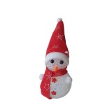 Decoratiune luminoasa Om de Zapada, LED RGB, Caciula Rosie cu Fulgi de Nea, inaltime 11 cm