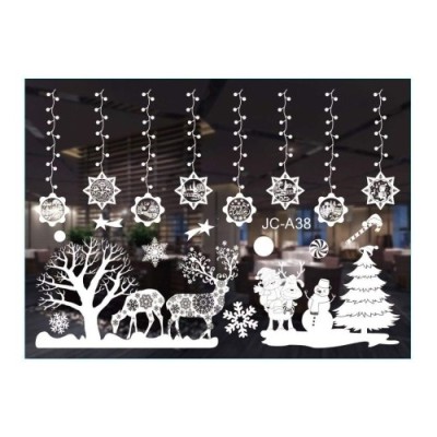 Set 2 foi cu stickere decorative pentru Craciun, PVC, alb foto