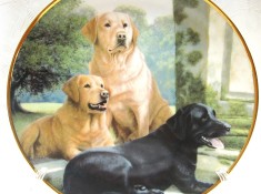 FARFURIE DECORATIVA PORTELAN ENGLEZESC FRANKLIN MINT EDITIE LIMITATA DECOR CAINI VANATOARE LABRADOR RETRIEVER 21 CM