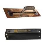 Gletiera inox Olejnik, intarita, Premium Gold, Medium Flex, 40.6x12cm x 0.4mm, maner piele naturala, husa GartenVIP DiyLine