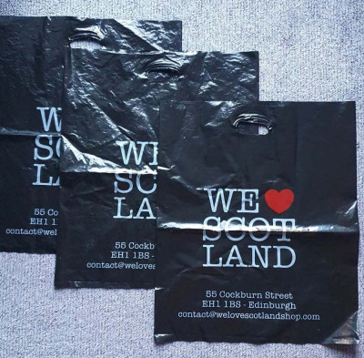 3 pungi de plastic I LOVE SCOTLAND, 55x43 cm foto