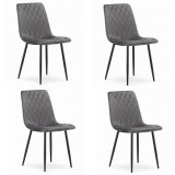 Scaune stil scandinav, set 4 buc, Artool, Turin, catifea, metal, gri si negru, 44.5x53x88.5 cm GartenVIP DiyLine