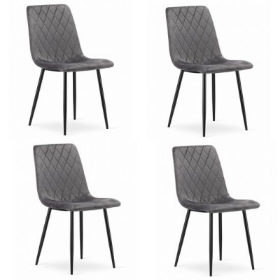 Scaune stil scandinav, set 4 buc, Artool, Turin, catifea, metal, gri si negru, 44.5x53x88.5 cm GartenVIP DiyLine foto