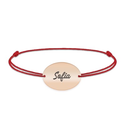 Ovalia - Bratara personalizata snur cu nume din argint 925 placat cu aur roz foto