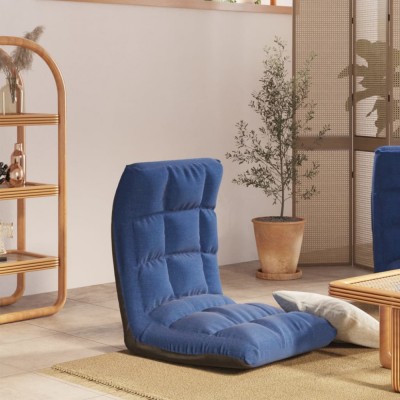 vidaXL Scaun de podea pliabil, albastru, material textil foto