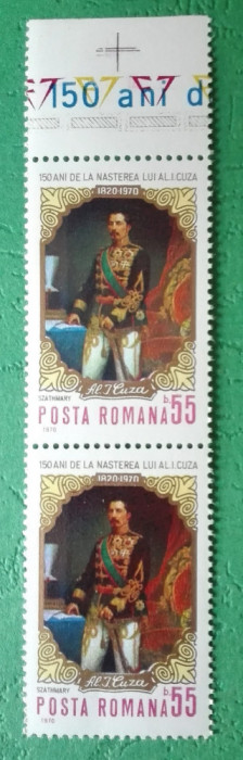 TIMBRE ROMANIA MNH LP724/1970 150 ani nasterea A.I.CUZA -Serie in pereche