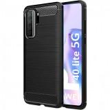 Husa TPU OEM Carbon pentru Huawei P40 lite 5G, Neagra