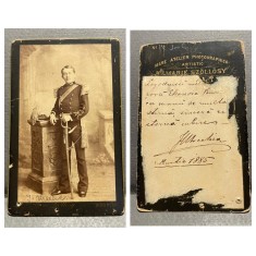 CDV Atelier Romania Bucuresti Bucuresci Bucarest Marie Szollosy - Militar uniforma Carol I - 1885