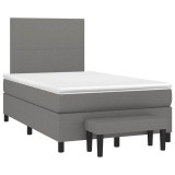 Cumpara ieftin Pat box spring cu saltea, maro inchis, 120x190 cm, textil