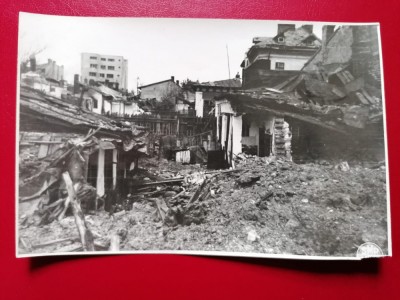 Bucuresti 1944 dupa bombardament str.Radu Greceanu 17x11 cm foto