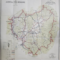 HARTA CAILOR DE COMUNICATIE DIN JUDETUL TREI SCAUNE , SCARA 1: 200.000 , TIPARITA 1925