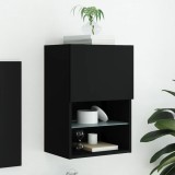 Comodă TV cu lumini LED, negru, 40,5x30x60 cm