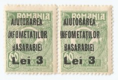 *Romania, lot 697 cu 2 timbre fiscale de ajutor, 1923, MNH foto