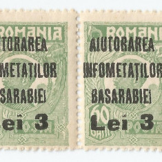*Romania, lot 697 cu 2 timbre fiscale de ajutor, 1923, MNH