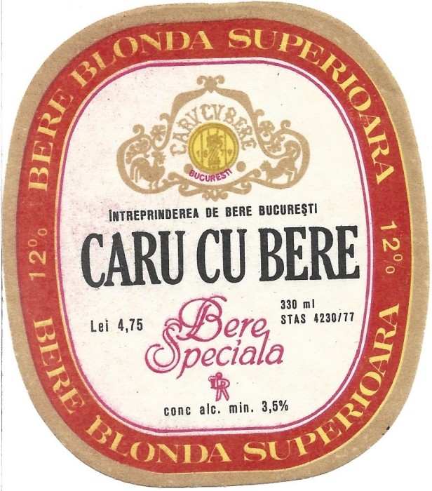 NI397 Etichetă bere specială Caru cu bere, &Icirc;ntreprinderea de bere București