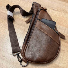 Borseta diagonala Barbati (crossbody): Piele Naturala Negru- Maro