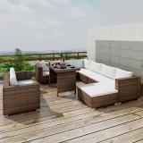 Cumpara ieftin Gossi set mobilier de gradina cu perne, 10 piese, maro, poliratan