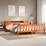 Cumpara ieftin Pat cu bibliotecă fără saltea maro 180x200 cm lemn masiv de pin