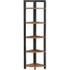 VASAGLE Biblioteca de colt cu 5 etaje, cadru metalic, 150x30x30cm, stil industrial maro rustic si negru
