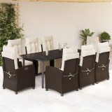 vidaXL Set mobilier de grădină cu perne, 9 piese, maro, poliratan 3212987