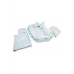 Set 5 piese Baby Nest Premium din Bumbac, model fundita menta