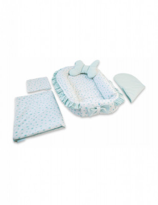 Set 5 piese Baby Nest Premium din Bumbac, model fundita menta foto