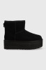 UGG bocanci de piele W Classic Mini Platform , culoarea negru